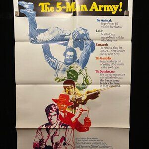 1969 The 5-Man Army One Sheet Movie Poster Peter Graves Martial Arts Kung Fu